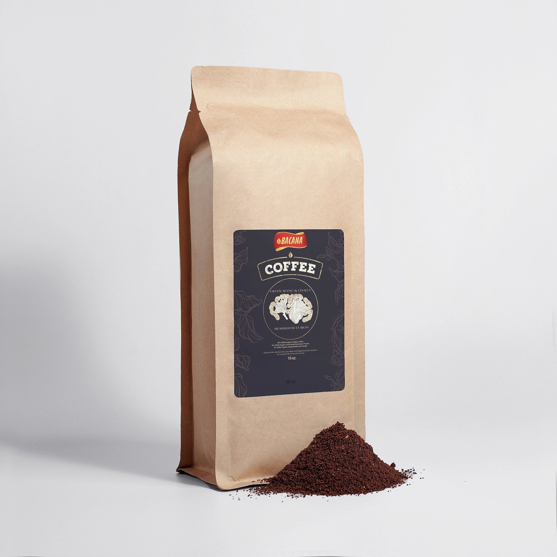 Bacana Mushroom Coffee Fusion — Lion’s Mane & Chaga, 16 oz — Bacana